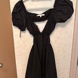 Black Puff Sleeve Sweetheart Sundress